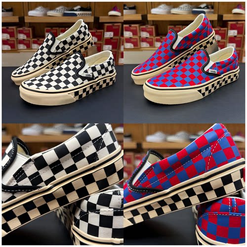 VANS万斯棋盘格一脚蹬帆布鞋