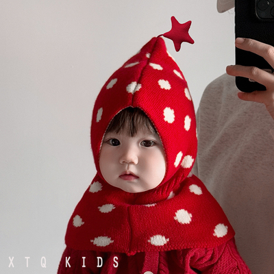 新年儿童帽子围巾披肩一体男女