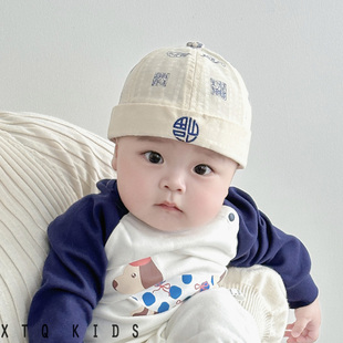 宝宝地主帽子春秋薄款可爱超萌瓜皮帽小月龄男女婴幼儿童小圆帽潮