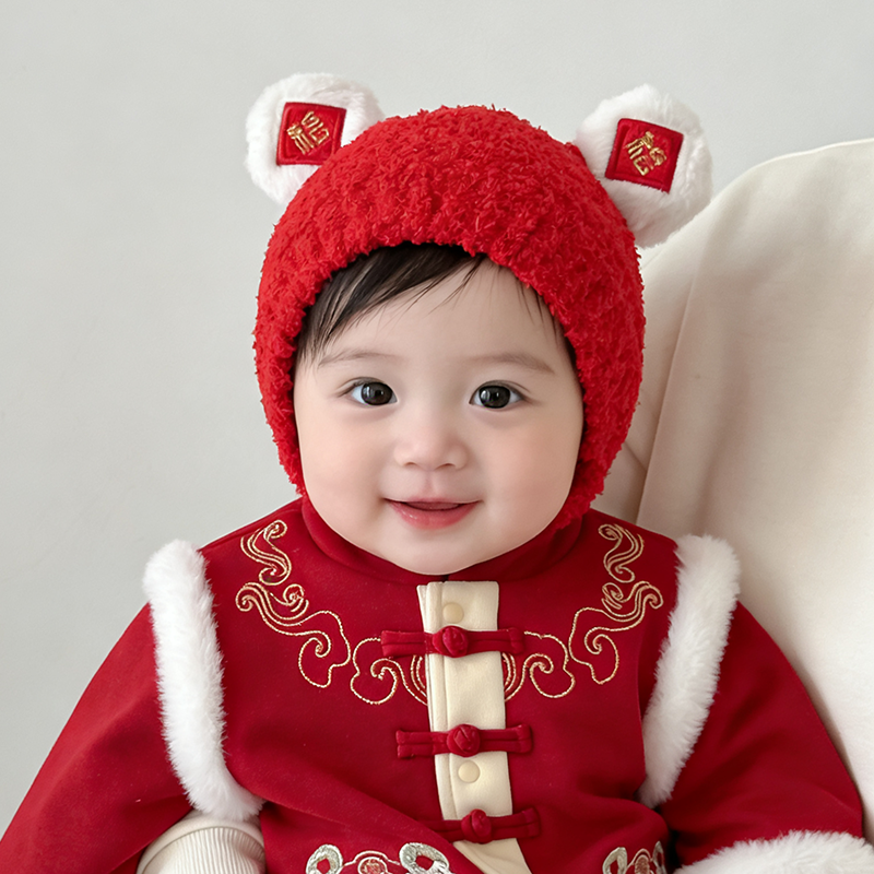 宝宝护耳帽子秋冬季保暖防风套头毛绒婴幼儿毛线针织帽红色新年帽,童装/婴儿装/亲子装,帽子,淘宝优惠券,粉丝福利购,淘宝优惠卷