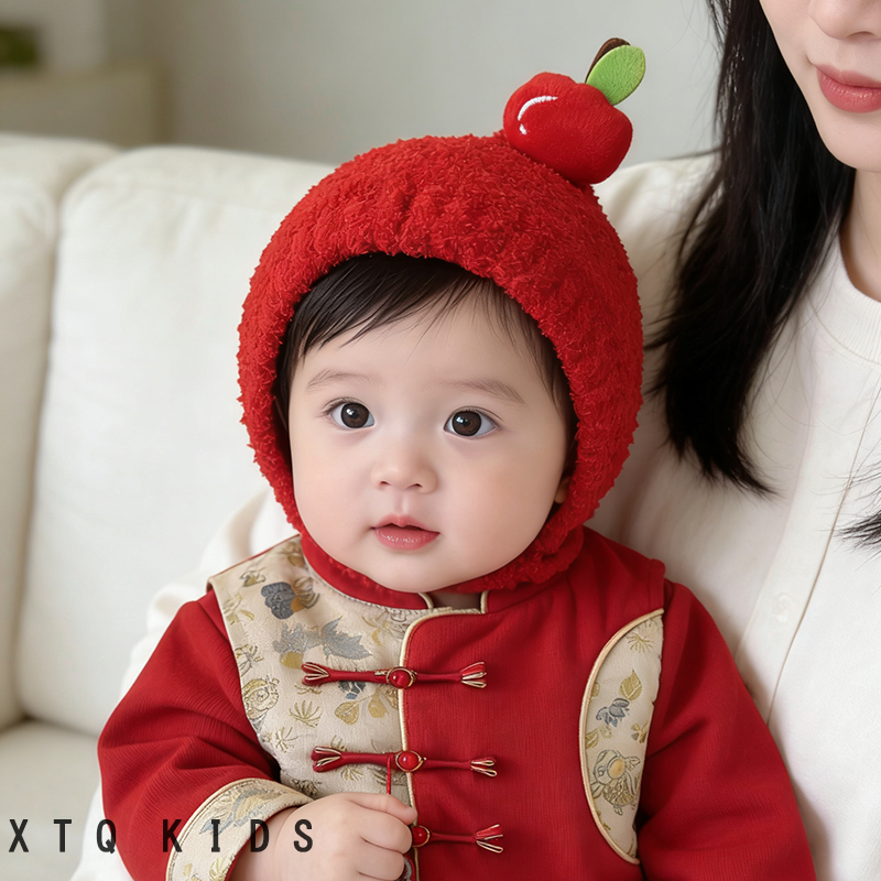 红色小苹果婴幼儿帽子秋冬季护耳帽男女宝宝毛线针织套头帽毛绒帽,童装/婴儿装/亲子装,帽子,淘宝优惠券,粉丝福利购,淘宝优惠卷