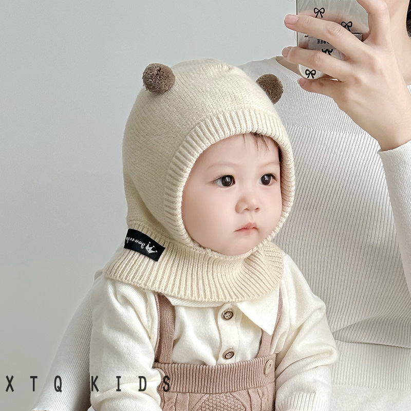 婴儿帽子秋冬毛线针织护耳帽