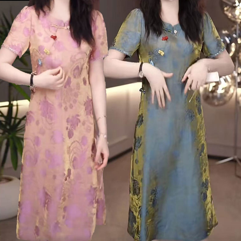 新中式改良旗袍连衣裙女2025夏季新款妈妈装端庄大气中长款裙子潮