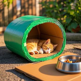 自制diy流浪猫窝挡风遮雨猫窝狗窝室外防雨宠物简易房子胶带耐脏