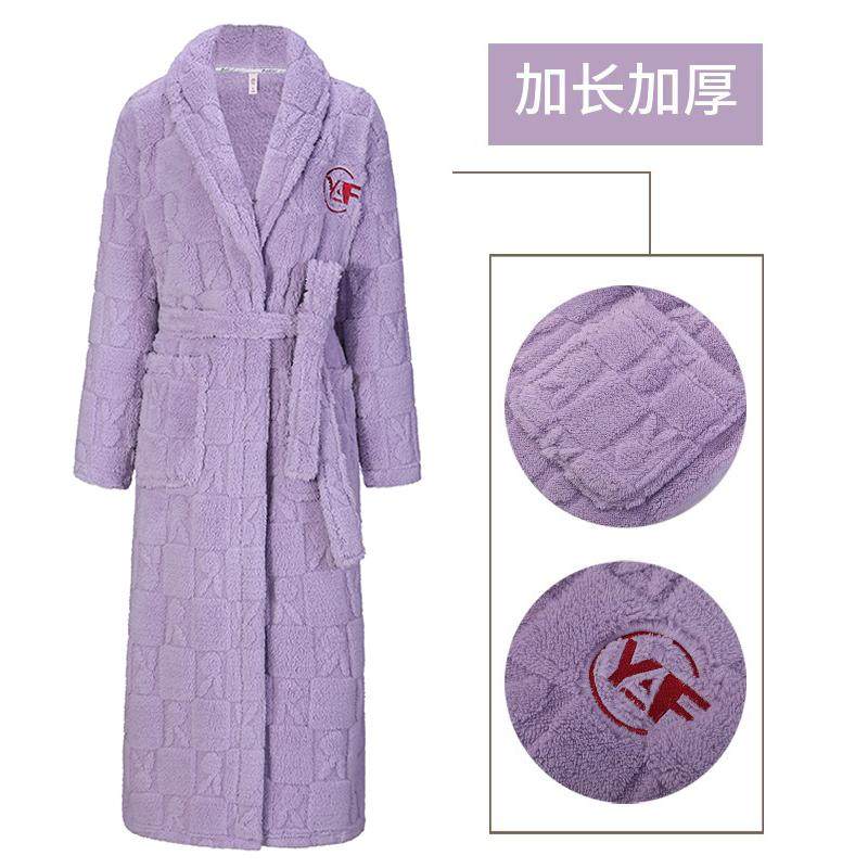 加厚加长款睡袍女冬珊瑚绒浴袍情侣浴衣晨袍20-50岁睡衣男士冬款