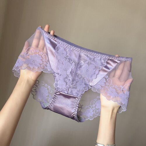 【90-200斤】纯欲大码珠光缎面蕾丝女士内裤高弹舒适柔软性感内裤