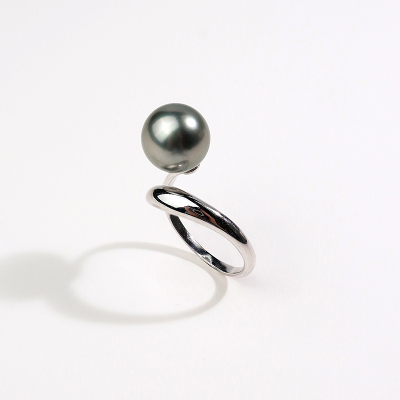 10-11mm大溪地黑珍珠素圈戒指
