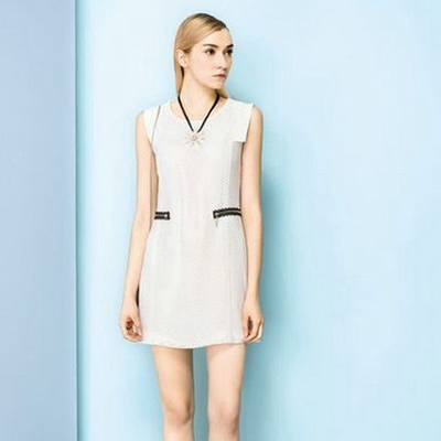 国内专柜品牌撤柜裙皇系列夏装镂空显瘦包臀网格纱无袖背心连衣裙