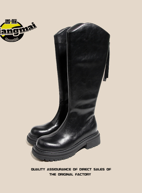 香脉86001秋季女士时装靴长靴纯色瘦瘦靴女不过膝长筒V口骑士靴潮