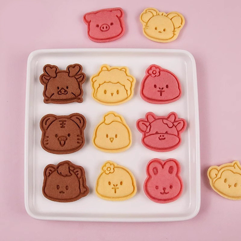 十二生肖鼠牛虎兔龙蛇马羊猴鸡狗猪压模卡通饼干烘焙咖啡香牌模具