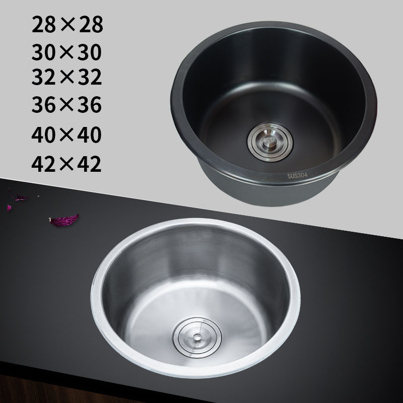 Nano Black 304 Stainless steel Small single flume Bar counter balcony circular Wash basin thickening Drawing basinin the Decoration main material , Kitchen , Kitchen pots/Sink , Sink Package  category - from Buy2taobao.com to provide professional Taobao agent buy service