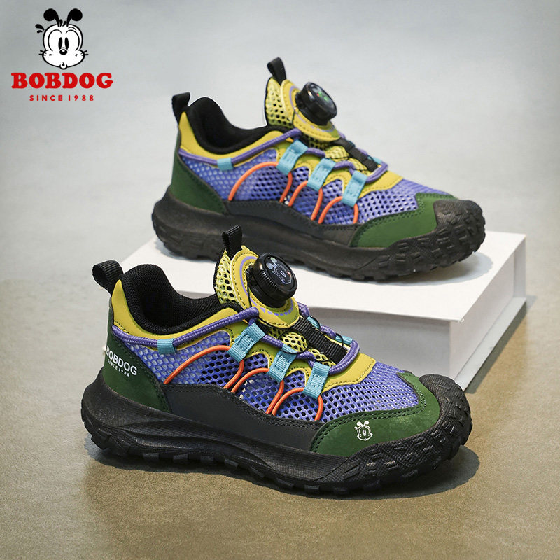 巴布豆童鞋男童单网鞋夏季镂空网面透气儿童运动鞋男孩户外徒步鞋