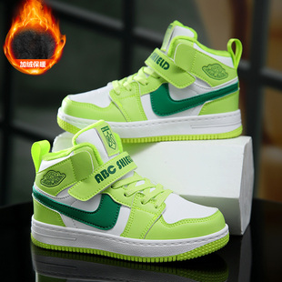 ABC SHIELD男童高帮二棉鞋AJ潮牌儿童板鞋皮面防水防滑运动休闲鞋