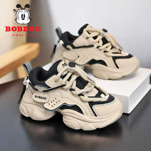 巴布豆男童鞋子休闲儿童老爹鞋秋冬季透气网面新款二棉女孩运动鞋