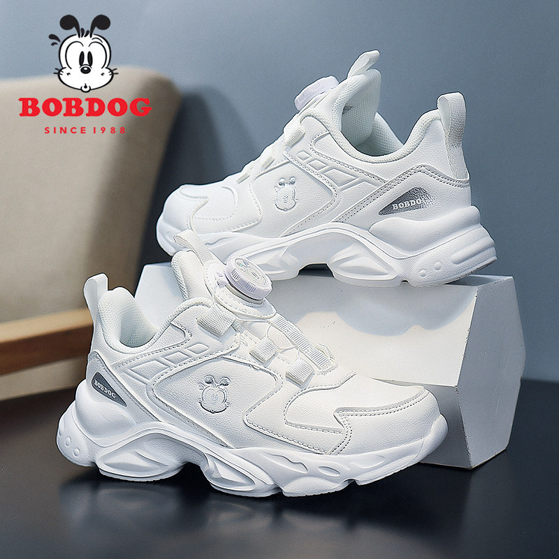巴布豆儿童小白鞋男童运动鞋女童鞋子轻便软底防滑学生白色跑步鞋