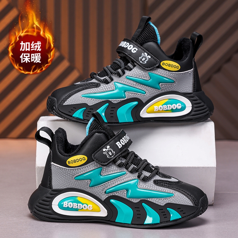 巴布豆童鞋男童棉鞋2025新款秋冬季防水保暖中大童二棉儿童运动鞋