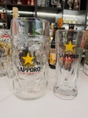 日本Sapporo三宝乐1L 400ml超大扎啤玻璃加厚带柄精酿啤酒杯英雄