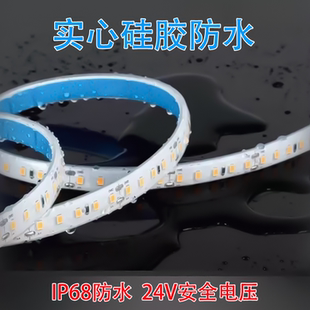 实心硅胶防水灯带可裁剪带自粘工程户外亮化灯条低压24v水下灯带