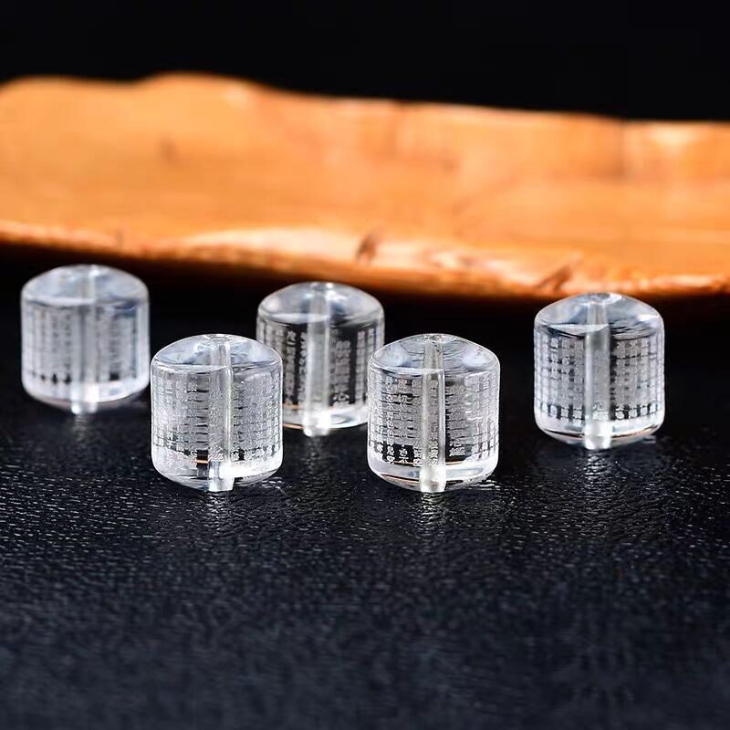 天然白水晶桶珠般若菠萝蜜心经散珠圆珠佛珠DIY文玩手链饰品隔珠