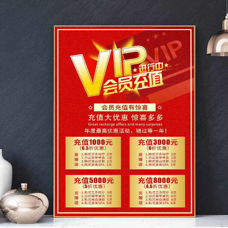 周年庆年终会员充值活动促销海报广告设计制作美容院价目表宣传画