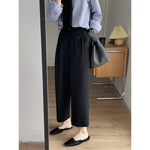 休闲长裤 扣腰袢西裤 裤 好品质高腰气质显瘦百搭宽松直筒西装 秋款