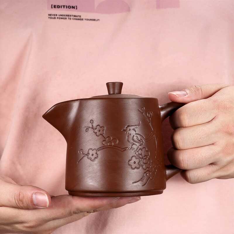 大容量手工宜兴紫砂壶梅花紫泥