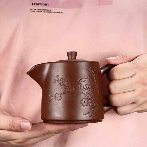 大容量手工宜兴紫砂壶梅花紫泥