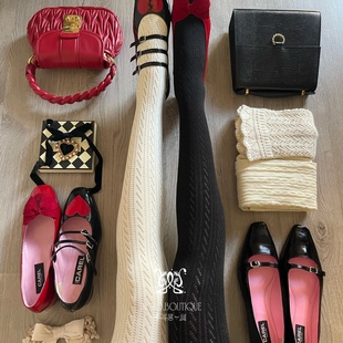 不可思一间纯棉移圈镂空直角跟韩系复古连裤 袜打底袜棕色灰色叠穿