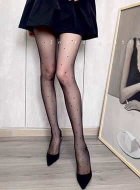 波点连裤袜0D黑丝超薄