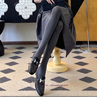 丝袜 80D天鹅绒无缝裆波点圆点麻灰色黑色连裤 不可思一间秋季 新款