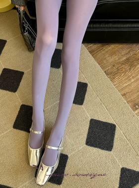 不可思一间秋冬120D天鹅绒哑光加裆连裤丝袜安可拉红时尚紫色丝袜