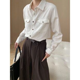 SN7988 衬衫 明线设计感 100莱赛尔天丝双口袋翻领宽松长袖