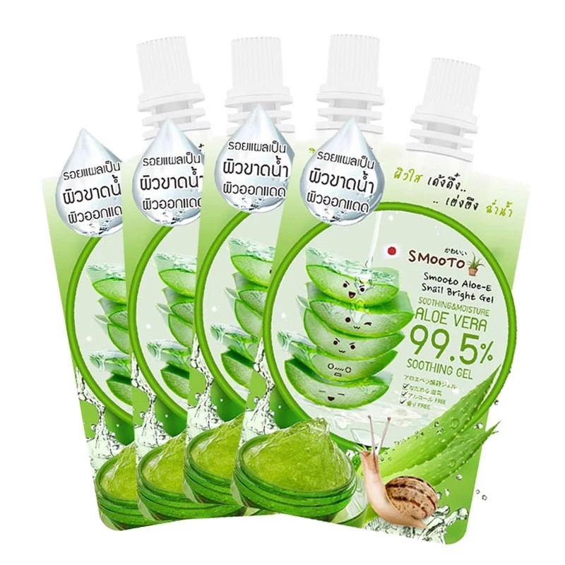 泰国711同款面膜SMOOTO蜗牛原液芦荟胶保湿修护面膜晒后修复凝胶