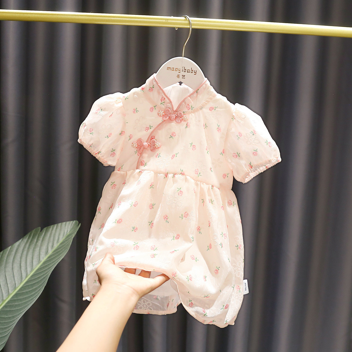 1-5岁女宝宝唯美清新国风连衣裙3女童夏季女婴儿高端纱绸旗袍裙子