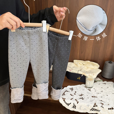 洋气堆堆袜加绒波点打底裤