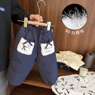 女婴儿童轻薄加厚保暖羽绒裤 女宝宝高品质白鸭绒裤 子外穿女童冬季