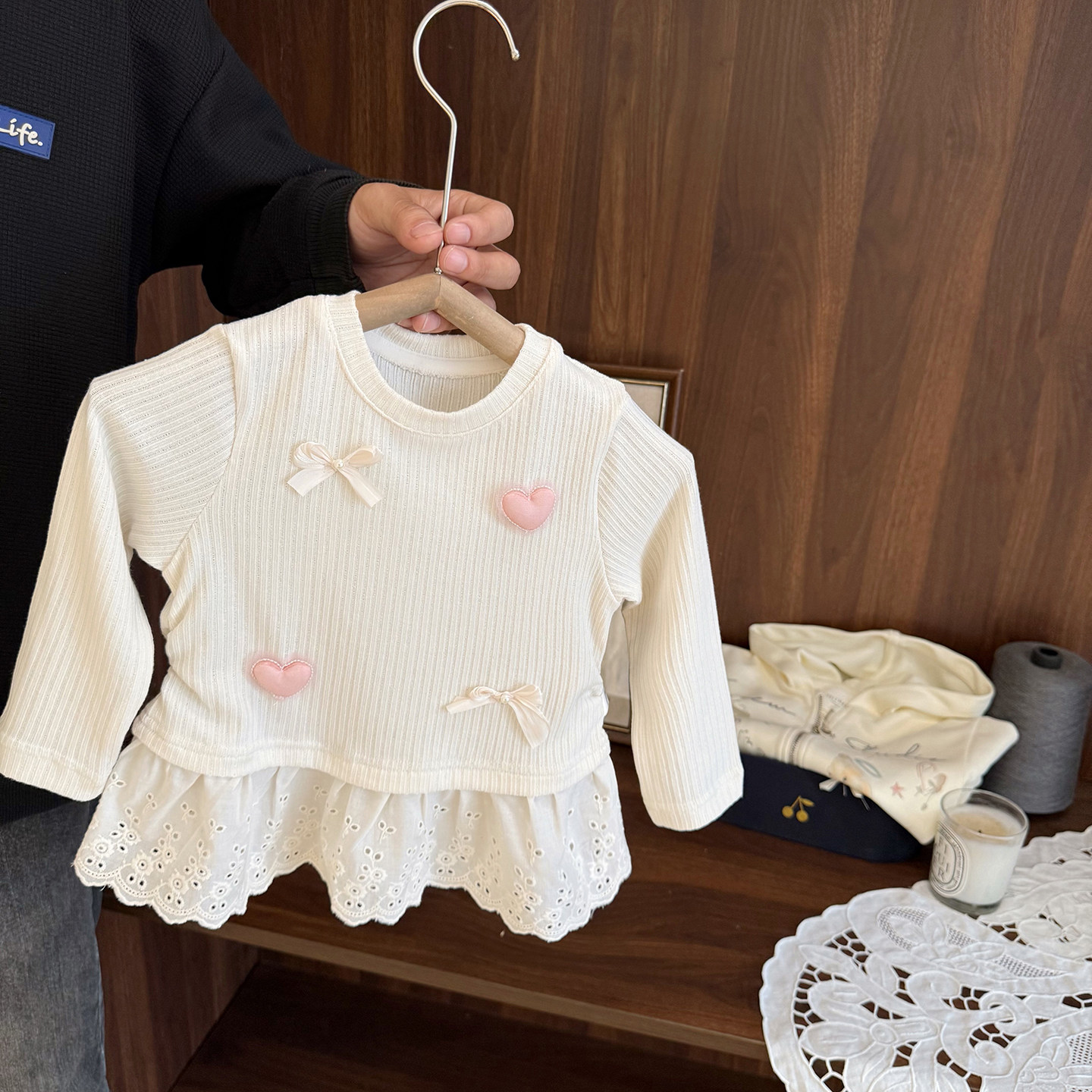 女宝宝高级针织打底衫女婴儿春秋款韩版女童洋气时尚裙摆T恤上衣