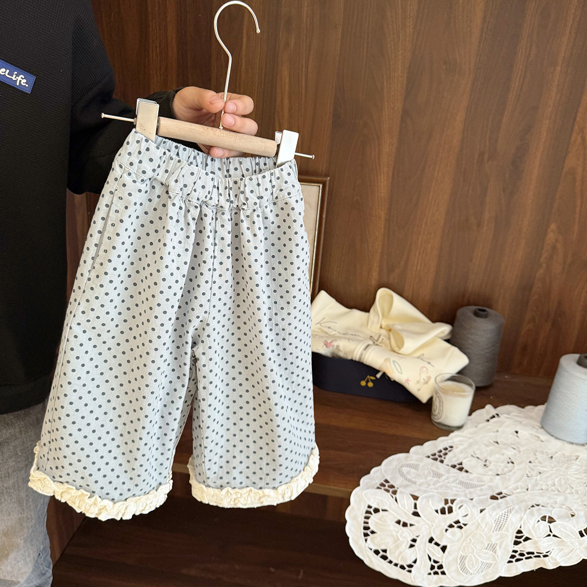 女宝宝小波点休闲裤女童夏季2025新款女婴儿童薄款纯棉阔腿裤,童装/婴儿装/亲子装,裤子,淘宝优惠券,粉丝福利购,淘宝优惠卷