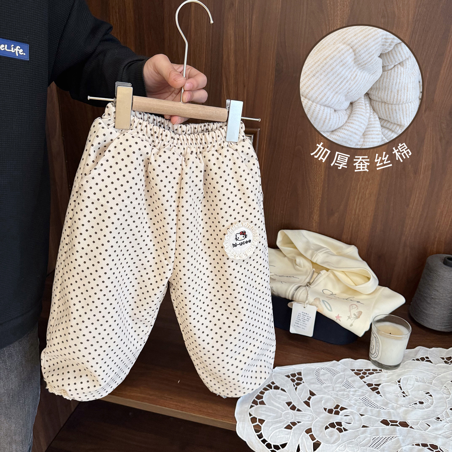 超厚羊羔毛保暖裙摆休闲裤