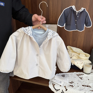 女宝宝时尚宽松短款风衣女婴儿2026春装新款上衣女童韩系连帽外套