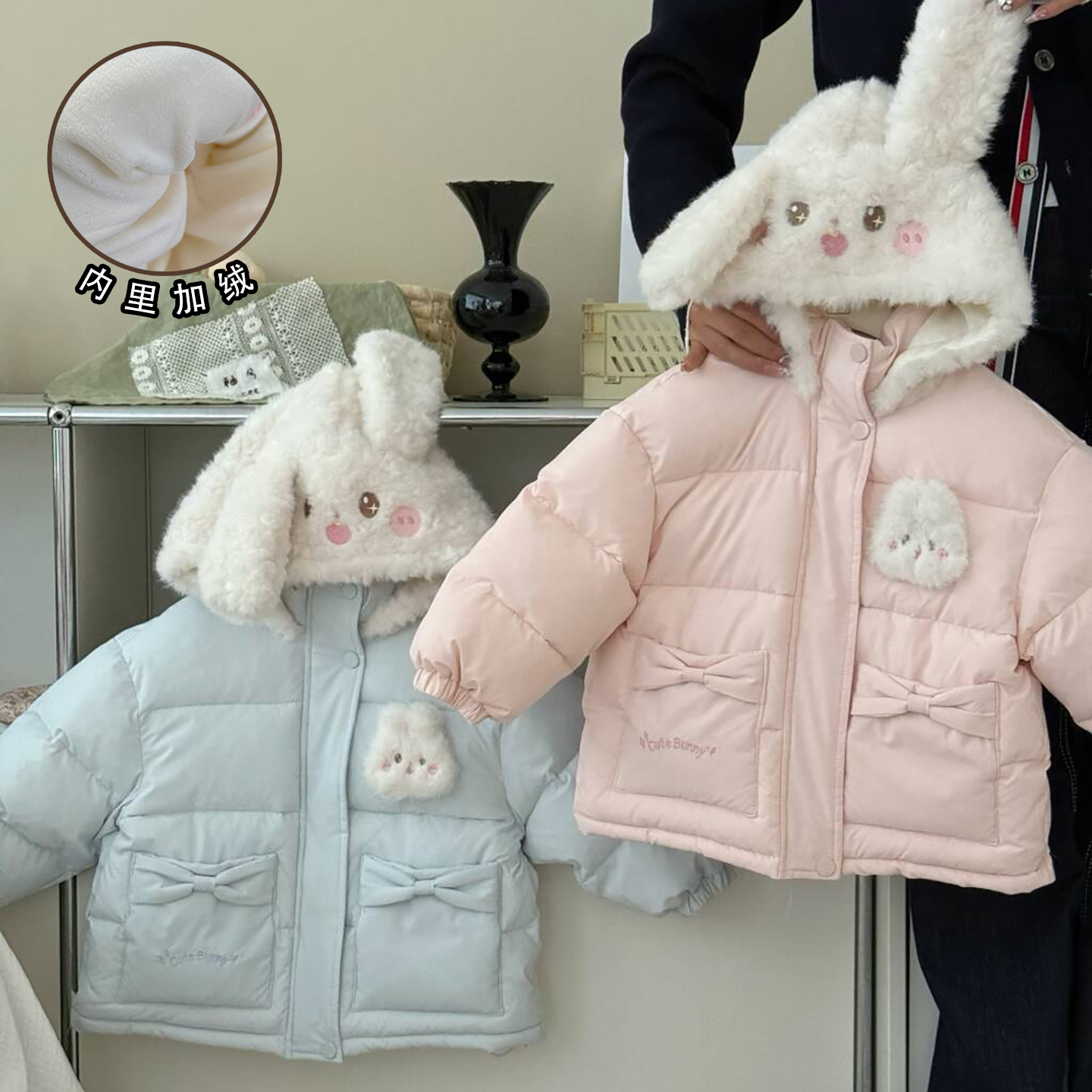 超正加厚加绒连帽保暖棉服