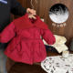 女宝宝羽绒服洋气红色新年装 女童冬装 女婴儿优质90白鸭绒外套加厚