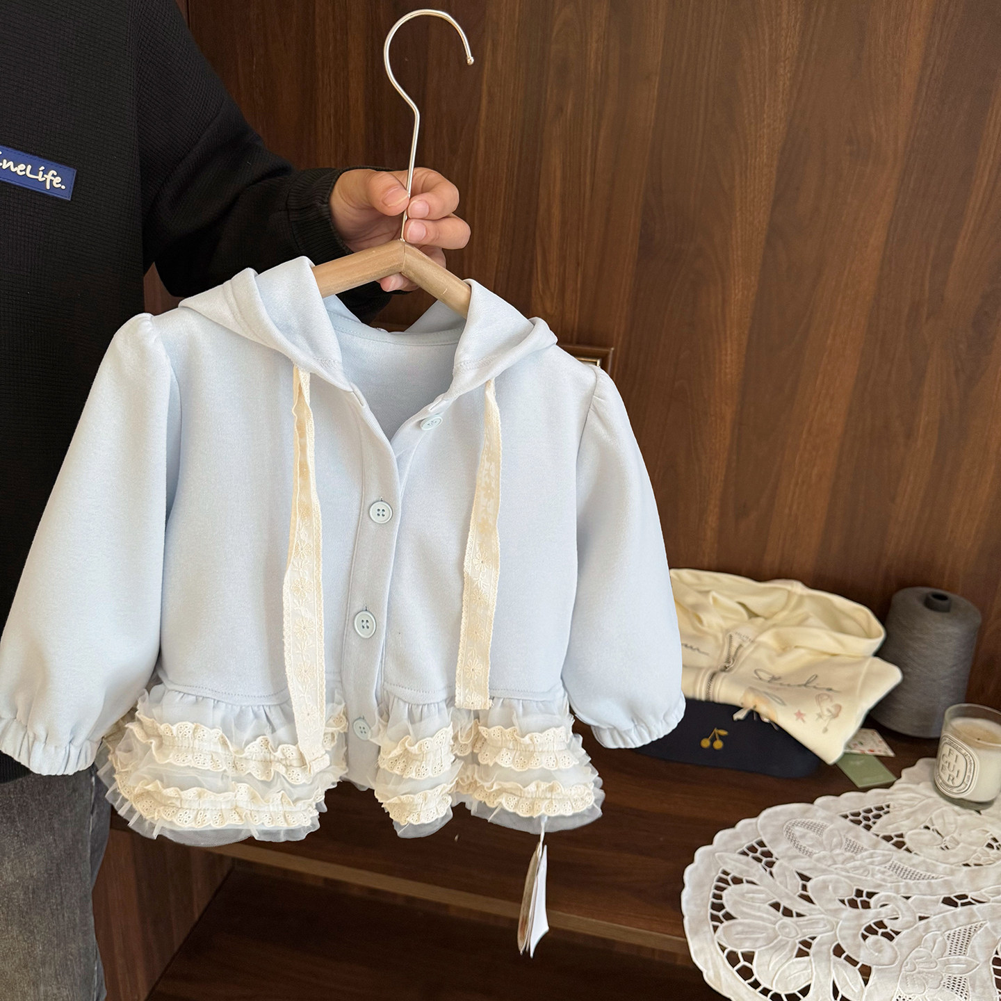 女宝宝时尚连帽卫衣女童春秋季韩版新款女婴儿童洋气裙摆上衣外套