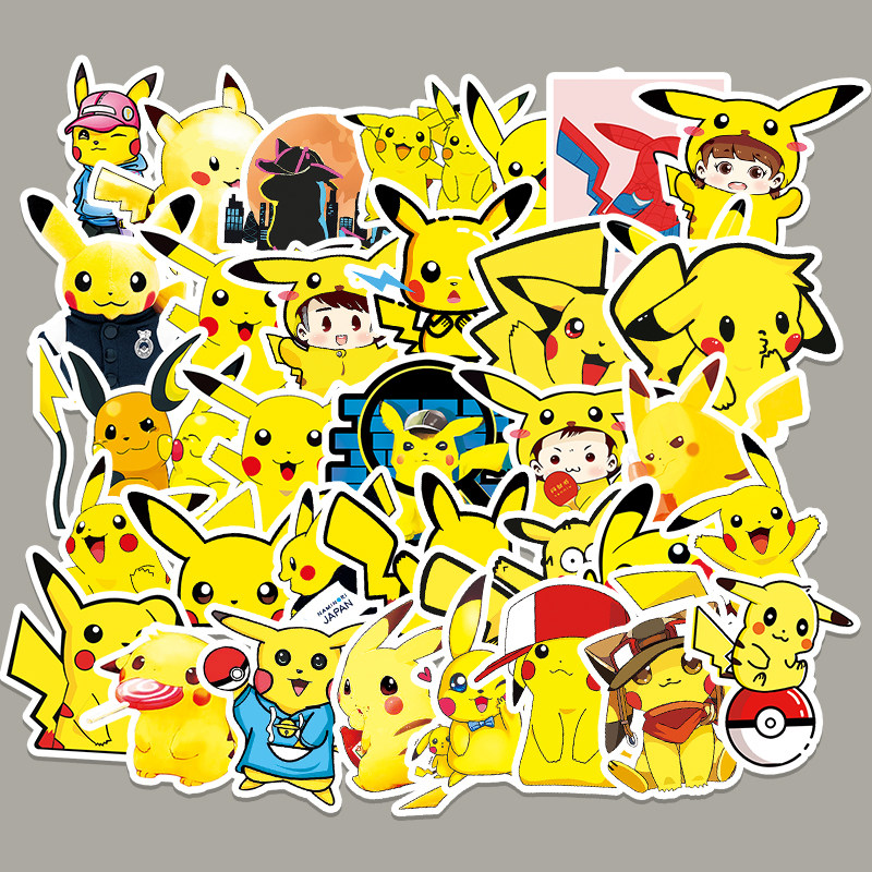 皮卡丘贴纸卡通可爱笔记本电脑贴画水杯ipad头盔行李