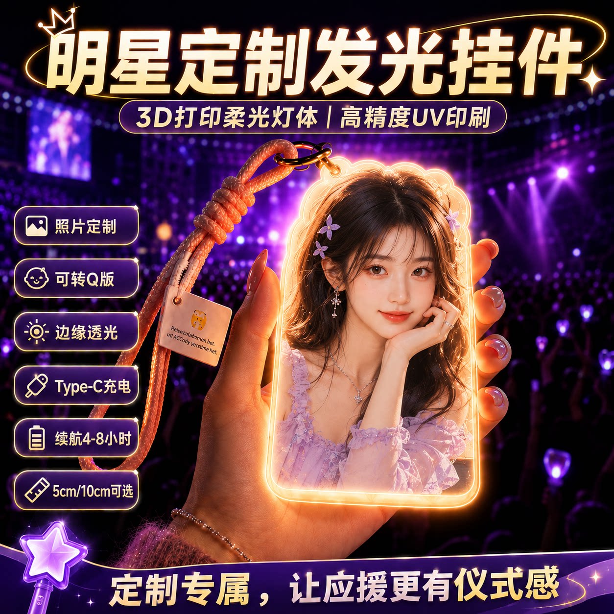 明星定制周边灯牌发光挂件冰箱贴物料小夜灯应援Diy姓名牌玩偶图片