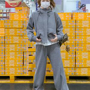 韩版宽松休闲运动卫衣女2025春秋新款连帽开衫外套长裤图片
