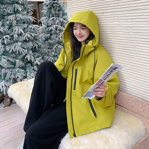 派克冲锋衣羽绒服女2025冬新款小个子连帽加厚白鸭绒户外防风外套图片