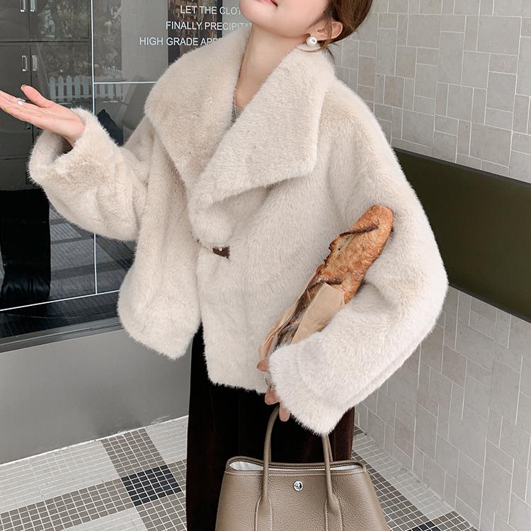韩版气质加厚仿水貂绒外套女2025年冬季新款显瘦保暖皮毛一体棉服,女装短外套,浙宝220