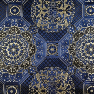 特蒙古袍藏蓝云锦唐装 提花织锦缎丝绸面料蒙古袍民族绸绣旗袍布料