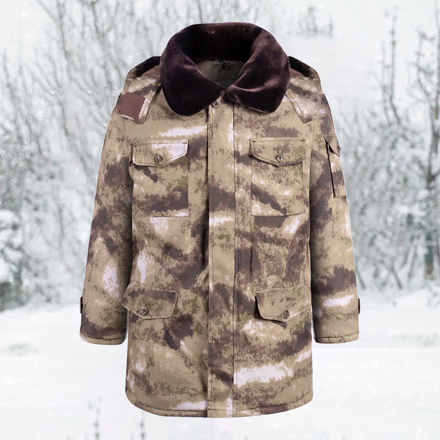 迷彩大衣外套男款冬季加厚军大衣